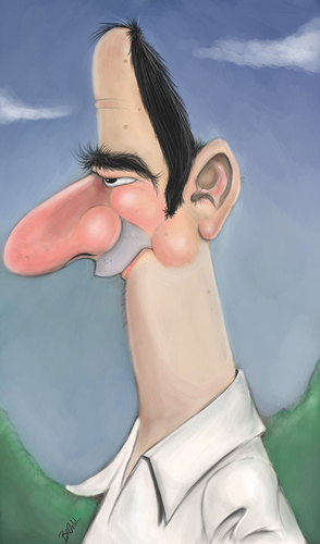 Cartoon: Long neck man (medium) by tooned tagged cartoons,caricature,illustrati