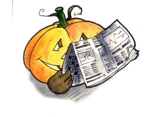Cartoon: Zeitung - Newspaper (medium) by Abonaut tagged kürbis,halloween,zeitung,tageszeitung,tbm,papertown,abovalley