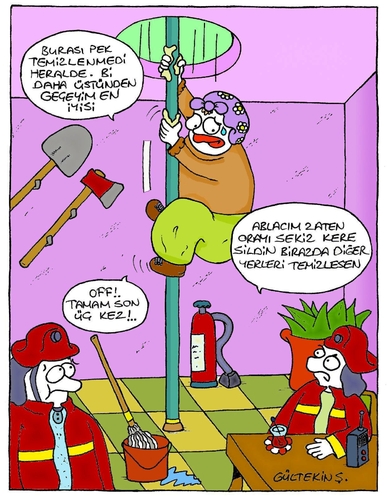 Cartoon: Cleaning (medium) by gultekinsavk tagged temizlik,cleaning,station,fire,itfaiye