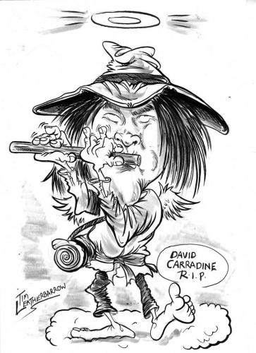 Cartoon: DAVID KWAI CHANG CAINE CARRADINE (medium) by Tim Leatherbarrow tagged caricature,david,carradine,kwai,chang,caine,kung,fu,death,of,rip