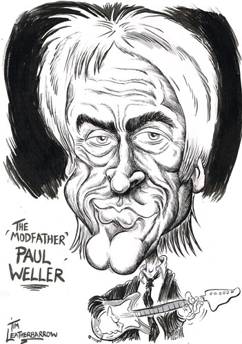 Cartoon: PAUL WELLER- THE MODFATHER (medium) by Tim Leatherbarrow tagged paul,weller,jam,mods,modfather,music,guitar