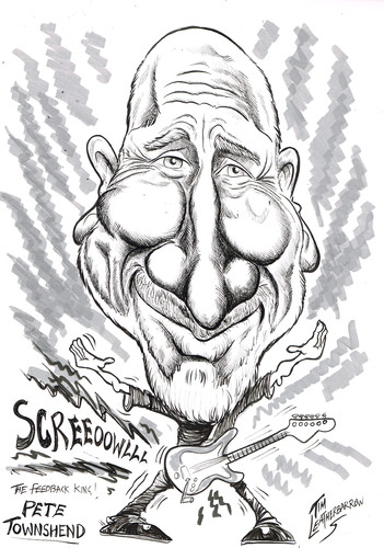 Cartoon: PETE TOWNSHEND (medium) by Tim Leatherbarrow tagged who,guitar,feedback,townshend,pete