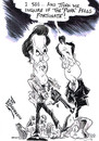 Cartoon: CAMERON AND EASTWOOD (small) by Tim Leatherbarrow tagged david,cameron,clint,eastwood,dirty,harry,riots