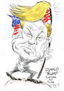 Cartoon: DONALD TRUMP RAISING HIS WIG! (small) by Tim Leatherbarrow tagged donaldtrump,flag,starsandstripes,wig,president,usa,america