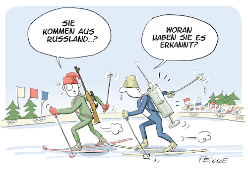 Cartoon: Aus Russland (medium) by FEICKE tagged olympia,doping,russland,biathlon,olympia,doping,russland,biathlon
