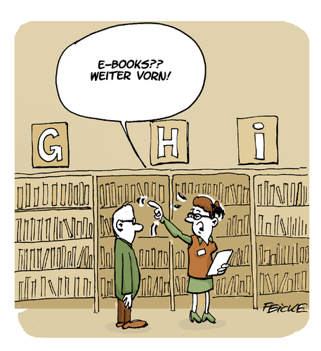 Cartoon: E-books (medium) by FEICKE tagged buch,literatur,roman,lesen,ebook,digital,buch,literatur,roman,lesen,ebook,digital