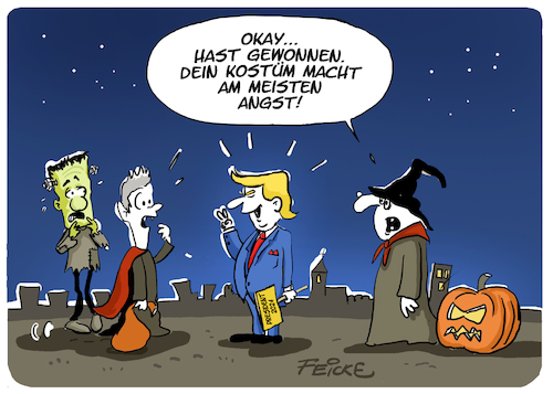 Cartoon: Halloween 2024 Horrokostüm (medium) by FEICKE tagged usa,us,wahl,trump,harris,halloween,kostüm,verkleidung,amerika,usa,us,wahl,trump,harris,halloween,kostüm,verkleidung,amerika