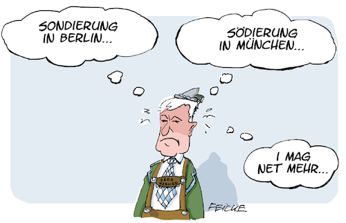 Cartoon: I mag net mehr. (medium) by FEICKE tagged csu,berlin,münchen,seehofer,söder,bayern,wahl,partei,csu,berlin,münchen,seehofer,söder,bayern,wahl,partei