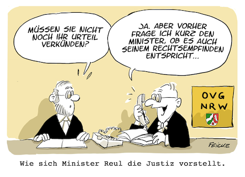 Cartoon: Minister Reul (medium) by FEICKE tagged justiz,innenminister,reul,nordrhein,westfalen,cdu,fdp,unabhängig,gericht,urteil,justiz,innenminister,reul,nordrhein,westfalen,cdu,fdp,unabhängig,gericht,urteil