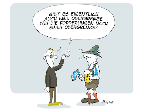 Cartoon: Obergrenze (medium) by FEICKE tagged csu,cdu,kritik,streit,obergrenze,seehofer,merkel,csu,cdu,kritik,streit,obergrenze,seehofer,merkel