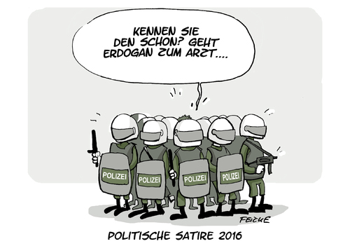 Cartoon: Politische Satire 2016 (medium) by FEICKE tagged polizeischutz,druck,meinung,presse,freiheit,merkel,kunst,satire,erdogan,böhmermann,böhmenmann,erdogan,satire,kunst,merkel,freiheit,presse,meinung,druck,polizeischutz