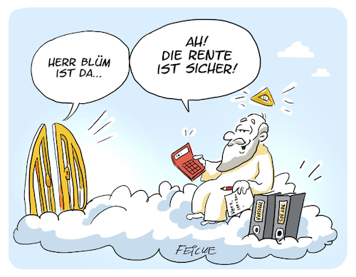 Cartoon: RIP Norbert Blüm (medium) by FEICKE tagged norbert,blüm,cdu,politiker,verstorben,rente,sozialminister,norbert,blüm,cdu,politiker,verstorben,rente,sozialminister