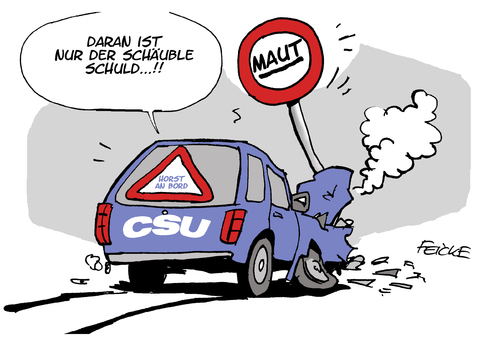 Cartoon: Schäuble ist schuld (medium) by FEICKE tagged csu,cdu,streit,schäuble,seehofer,dobrindt,pkw,maut,ausländer,koalition,csu,cdu,streit,schäuble,seehofer,dobrindt,pkw,maut,ausländer,koalition