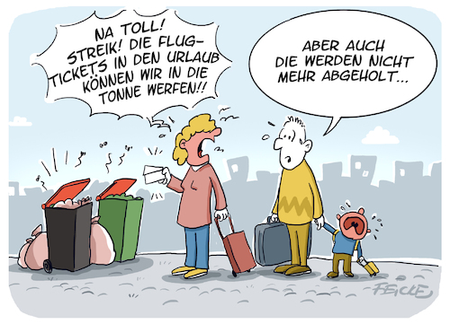 Cartoon: Streik Flughafen und Stadtreinig (medium) by FEICKE tagged streik,gewerkschaft,verdi,arbeit,arbeitnehmer,lohn,verhandlung,flughafen,stadtreinigung,öffentlicher,dienst,streik,gewerkschaft,verdi,arbeit,arbeitnehmer,lohn,verhandlung,flughafen,stadtreinigung,öffentlicher,dienst