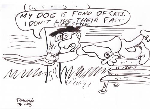 Cartoon: fast cat-fast dog (medium) by Fernando tagged cat,dog,animales,,fast