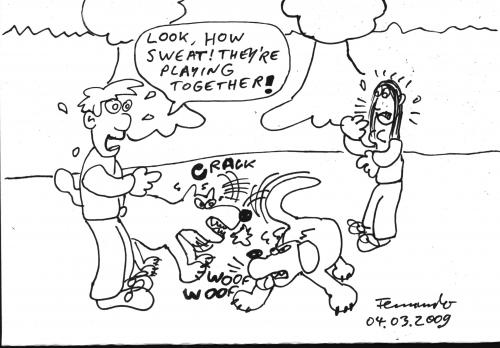 Cartoon: playing dogs (medium) by Fernando tagged dogs,animal,barking