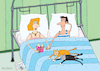 Cartoon: Gute Nacht (small) by Sergei Belozerov tagged katze,cat,pussycat,familie,ehepaar,frau,wife,husband,mann,liebe,love,bett,family