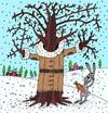 Cartoon: oak is ok (small) by Sergei Belozerov tagged tree,oak,coat,winter,hare