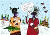 Cartoon: tourists (small) by Sergei Belozerov tagged snowman,schneemann,street,food,fast,carrot,tourist,african,afrikaner,schnee,essen,gimpel