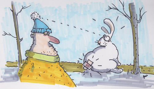 Cartoon: Wo kommt der Bommel her? (medium) by monika boos tagged hasen,bommel,pelz,mode,bunny,peta,fur,fashion