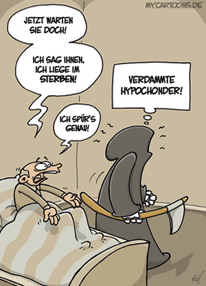 Cartoon: Beinah tot (medium) by mil tagged tot,tod,krank,sterben,sterbebett,hypochonder,ärger,frust