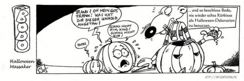 Cartoon: Bodo Halloweenmassaker (medium) by mil tagged comic,bodo,halloween,pumpkin,mil