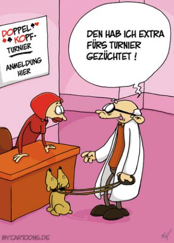 Cartoon: Doppelkopf (medium) by mil tagged doppelkopf,hund,kartenspiel,turnier,professor,experiment,mil,