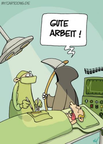 Cartoon: Gute Arbeit (medium) by mil tagged arzt,patient,op,arbeit,lob,tod,mil,