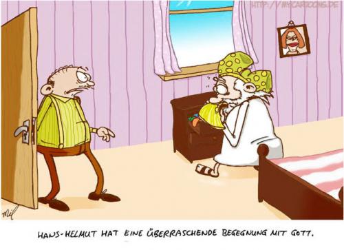 Cartoon: Hans-Helmut trifft Gott (medium) by mil tagged gott,hans,helmut,begegnung,cartoon,mil