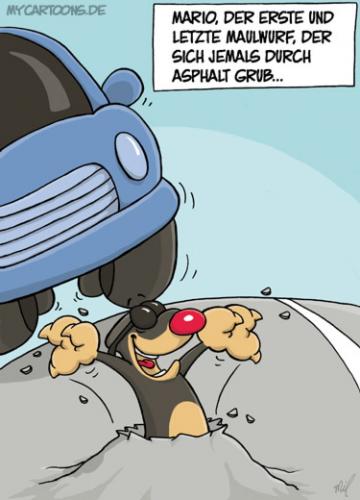 Cartoon: Maulwurf Pionier (medium) by mil tagged maulwurf,strasse,asphalt,auto,leistung,mil