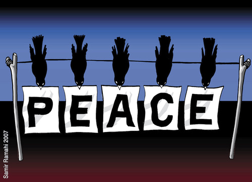 Cartoon: Black peace (medium) by samir alramahi tagged peace,palestine,israel,arab,ramahi