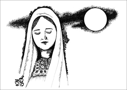 Cartoon: love you palestanian woman (medium) by samir alramahi tagged palestanian,woman,love,palestine,arab,ramahi,cartoon