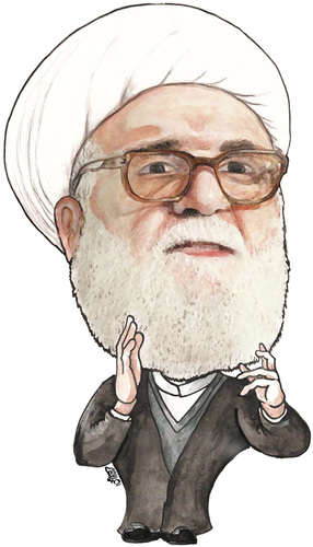 Cartoon: Mohammad-Ali Taskhiri (medium) by samir alramahi tagged moderate,shiite,muslim,arab,ramahi,iran,iraq,portrait