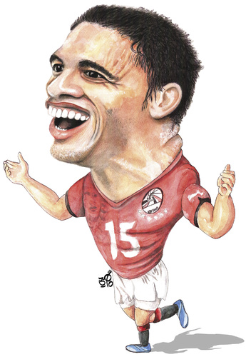 Cartoon: Muhammad Naji Gedo (medium) by samir alramahi tagged muhammad,naji,gedo,egypt,football,player,african,nations,cup,soccer,2010,top,scorer,portrait