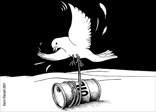 Cartoon: peace (medium) by samir alramahi tagged peace,dove,arab,israel,usa,ramahi
