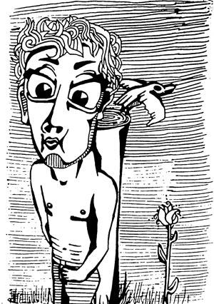 Cartoon: Ich muss mal. (medium) by bona tagged pipi,piss,bird,zaun,scary,nice,day
