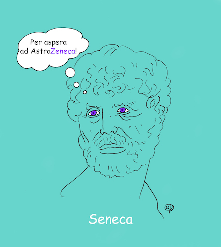 Cartoon: AstraSeneca (medium) by Erwin Pischel tagged seneca,politiker,redner,philosoph,schriftsteller,naturforscher,redewendungcorona,pandemie,epidemie,covid,sars,virus,viren,impfung,impfen,impfstoff,astrazeneca,moderna,biontech,johnson,erstimpfung,zweitimpfung,antike,pharmakonzern,konzern,latein,lateinisch,müsal,arbeit,pfad,weg,per,aspera,ad,astra,pischel