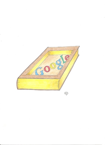 Cartoon: Google digitalisiert Bücher (medium) by Erwin Pischel tagged google,digitalisierung,bücher,copyright,autorenrechte,buchhandlungen,pischel