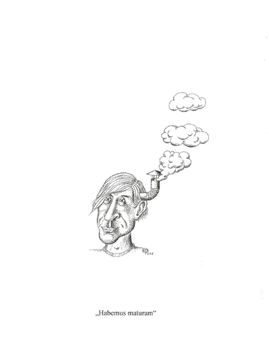 Cartoon: Habemus Maturam (medium) by Erwin Pischel tagged pischel,kamin,rauch,papam,habemus,matura,abitur,abi
