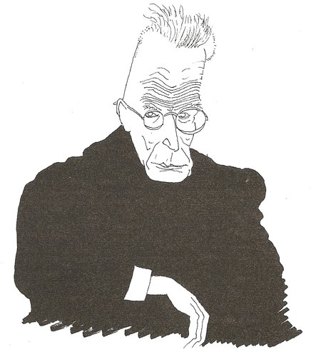 Cartoon: Samuel Beckett (medium) by Erwin Pischel tagged neckarstraße,stuttgart,schriftsteller,literatur,godot,auf,warten,bier,beckett,samuel,pischel