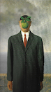 Cartoon: Der Menschensohn ohne Hut (small) by Erwin Pischel tagged magritte,belgien,surrealismus,kunst,maler,gemälde,künstler,kunstrichtung,kunstgattung,kreativität,fantasie,mann,apfel,gesicht,krawatte,anzug,hut,blatt,mauer,pischel