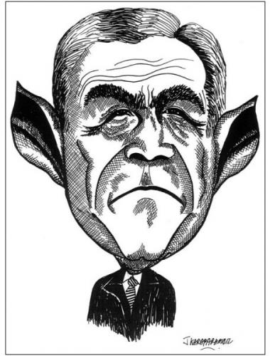Cartoon: G.Bush (medium) by jkaraparambil tagged george,bush,us,president,former,joseph,karaparambil,jkaraparambil