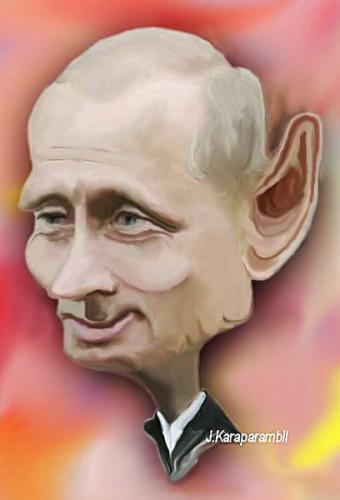 Cartoon: Putin (medium) by jkaraparambil tagged vladmir,putin,caricature,russia,jkaraparambil,edmo,nton,caricaturist,alberta,artist,fine,illustrator,portarit