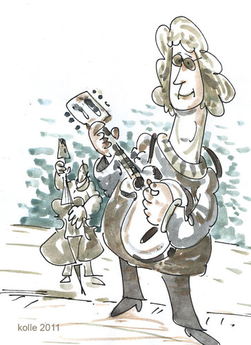 Cartoon: left hand guitarist (medium) by kolle tagged guitar,bass