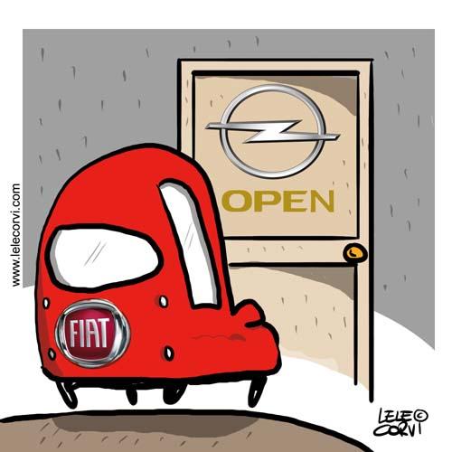 Cartoon: Fiat - Opel (medium) by lelecorvi tagged fiat,opel,cars