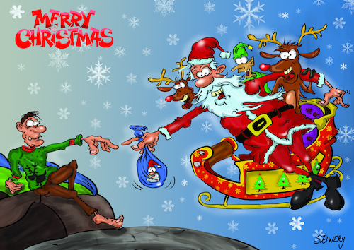 Cartoon: merry xmas! (medium) by sziwery tagged michaelangelo