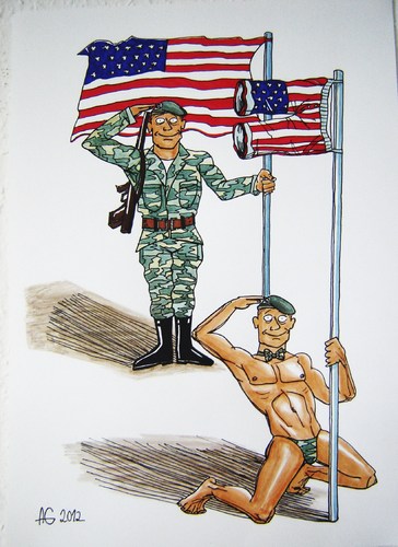 Cartoon: American dream (medium) by caknuta-chajanka tagged america,soldier,war,stripper