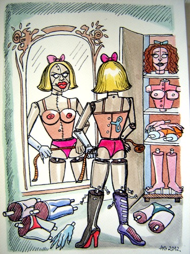 Cartoon: Female robot (medium) by caknuta-chajanka tagged parts,model,female,robot