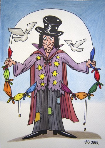 Cartoon: Magician (medium) by caknuta-chajanka tagged magic,magician,poverty