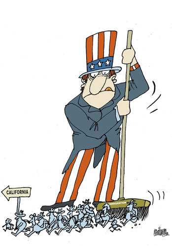Cartoon: The emigration to USA (medium) by martirena tagged emigration,usa